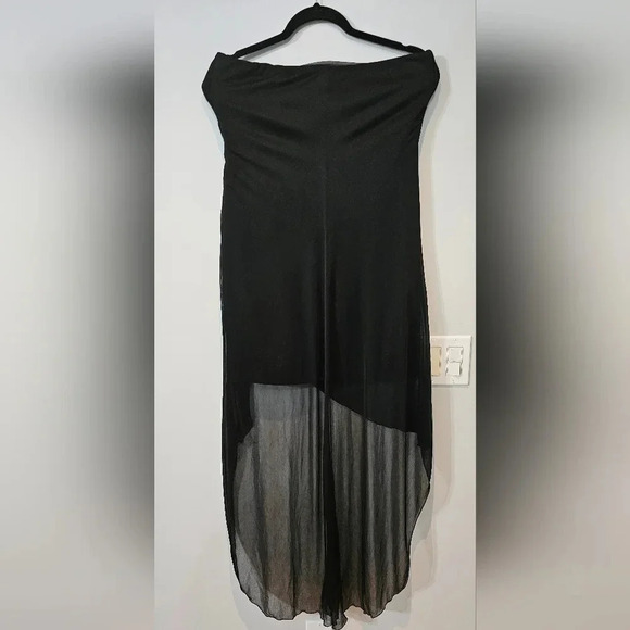 Black Jeweled Elegant Evening Mini Dress with train attached - Picture 4 of 6